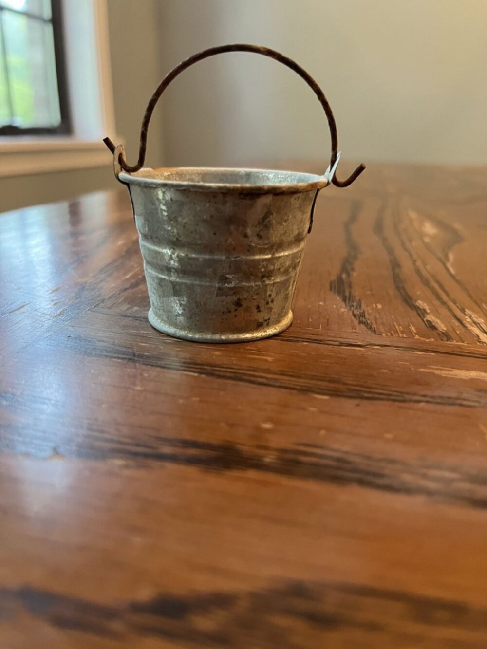 Trinket Shelf Miniature Vintage Galvanized Bucket 1.75"